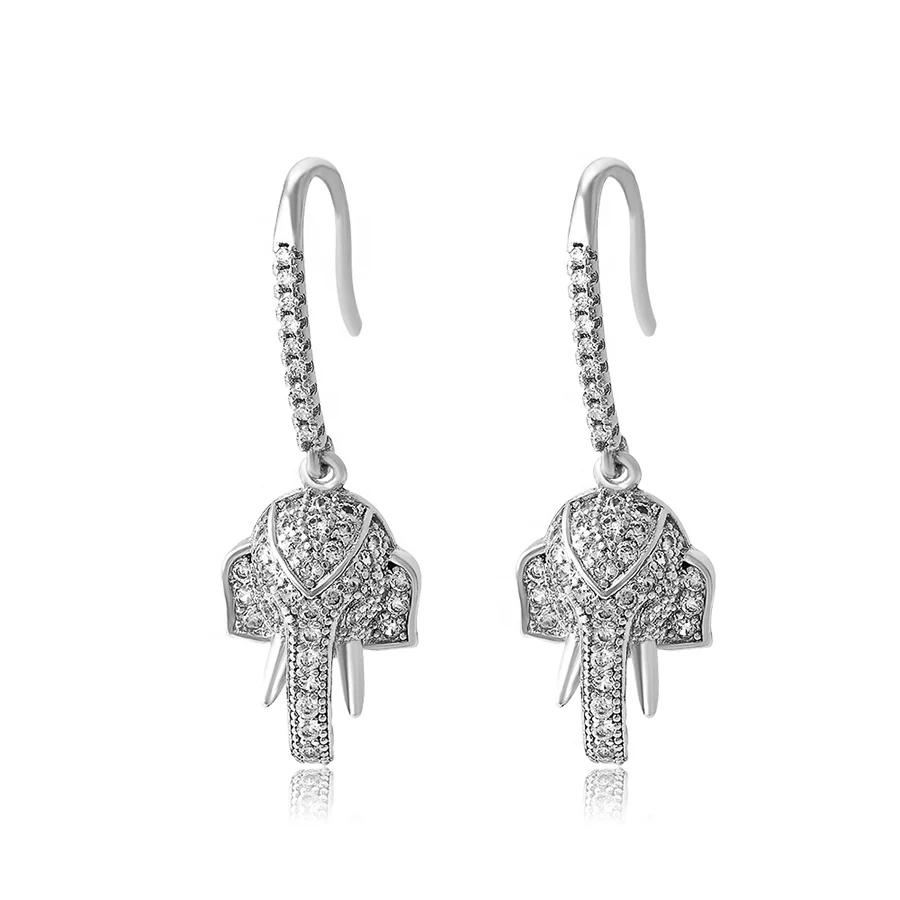 

98756 XUPING new arrived animal elephant pendant earring, latest design white gold earrings