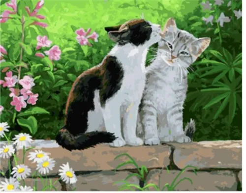  ◦˚ღ ســـجل حضــورك بــلوحه فنية ღ˚◦ - صفحة 45 New-Arrival-lovely-cats-Oil-Painting-By