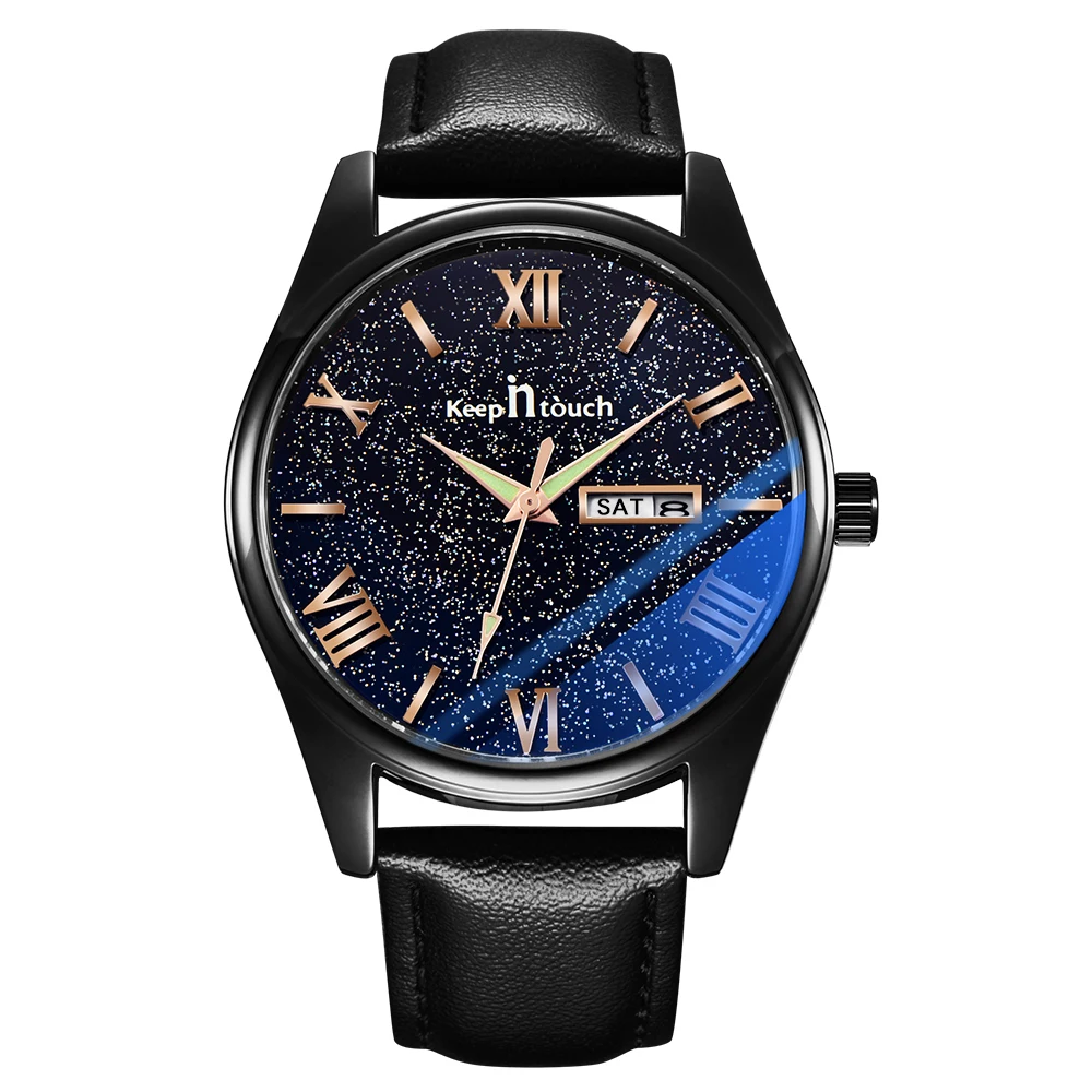 wholesale mens luxury ultra thin watches fashion starry sky watch leather strap