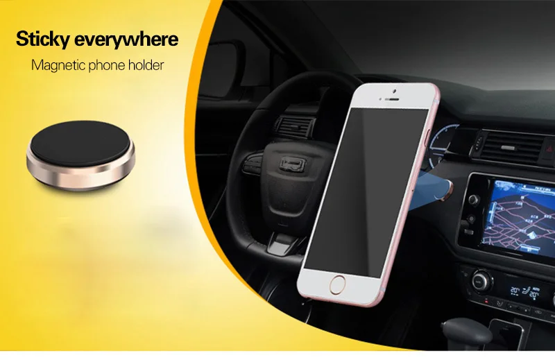 Universal paste metal magnetic car mount holder mini magnetic mobile phone holder