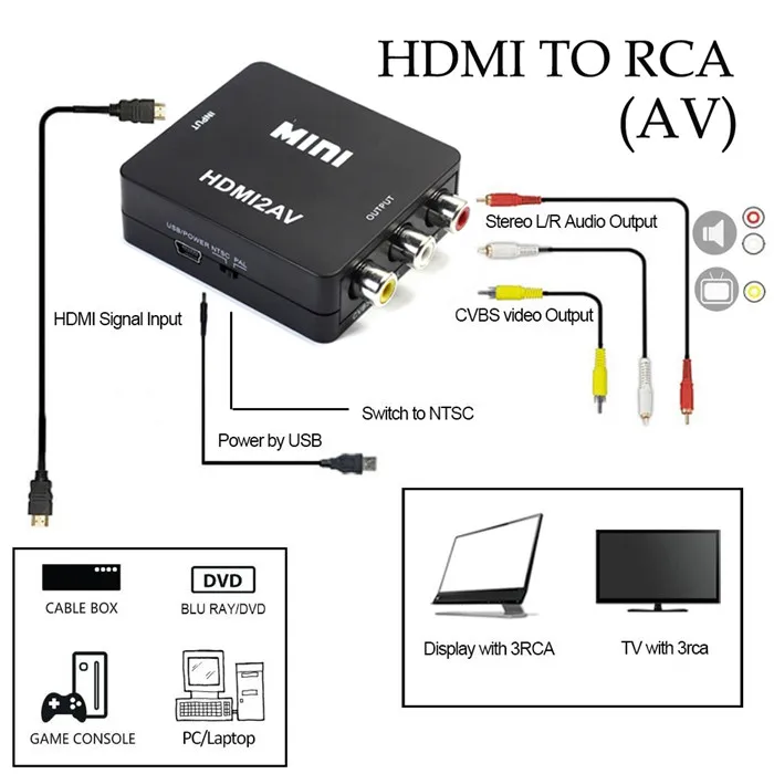 1080p hdmi2av converter hdmi to av converter