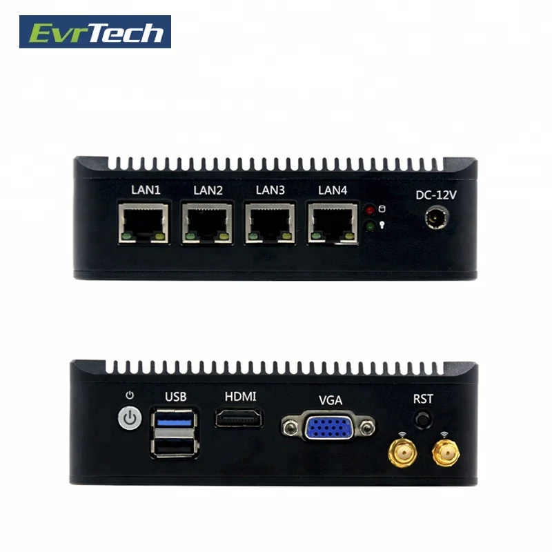 

wholesale J1900 firewall router barnbone 4 Lan port embedded mini pc hardware aes-ni Pfsense, Black or customize