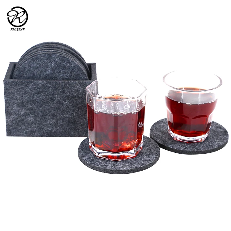 
drink glass coaster craft felt cup coaster promotion glass 8 pcs set round coaster felt 