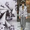 Elastane grey floral printed scuba knit material fabric for men suits