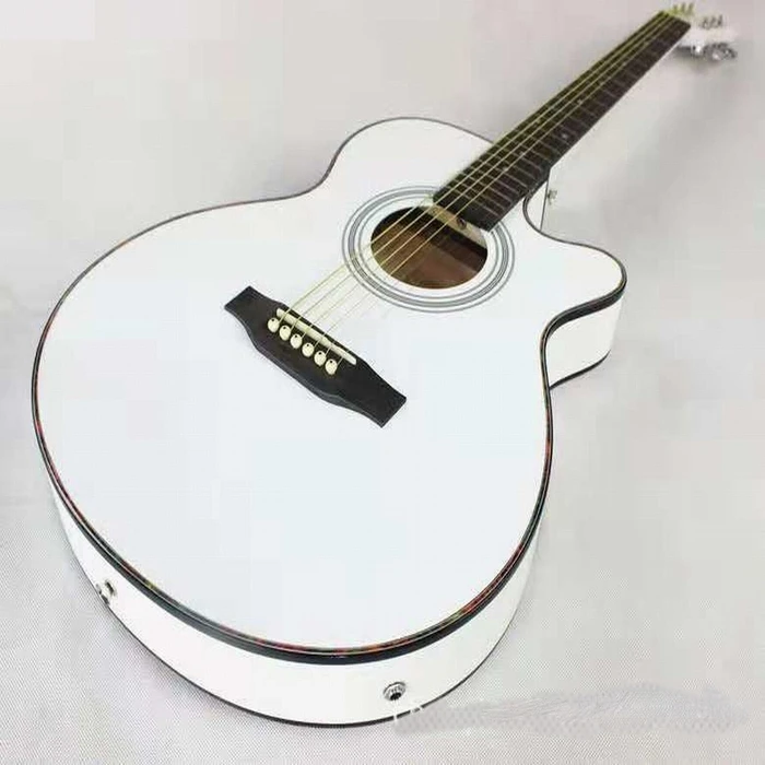 

White 40 inch Top Popular Guitar Student Practice Guitar Chrome Classic Basswood Guitar Excellent Musical Instrument