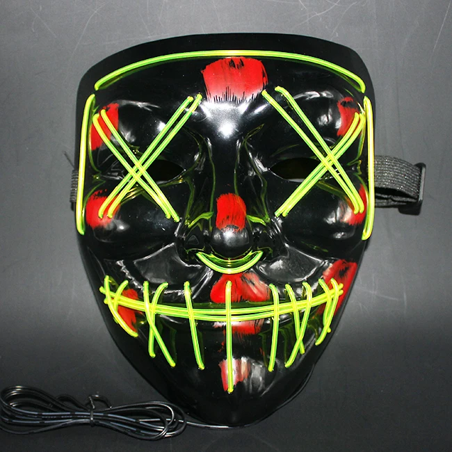 Custom High Brightness Light Up Neon El Wire Led Mask Scary Halloween ...