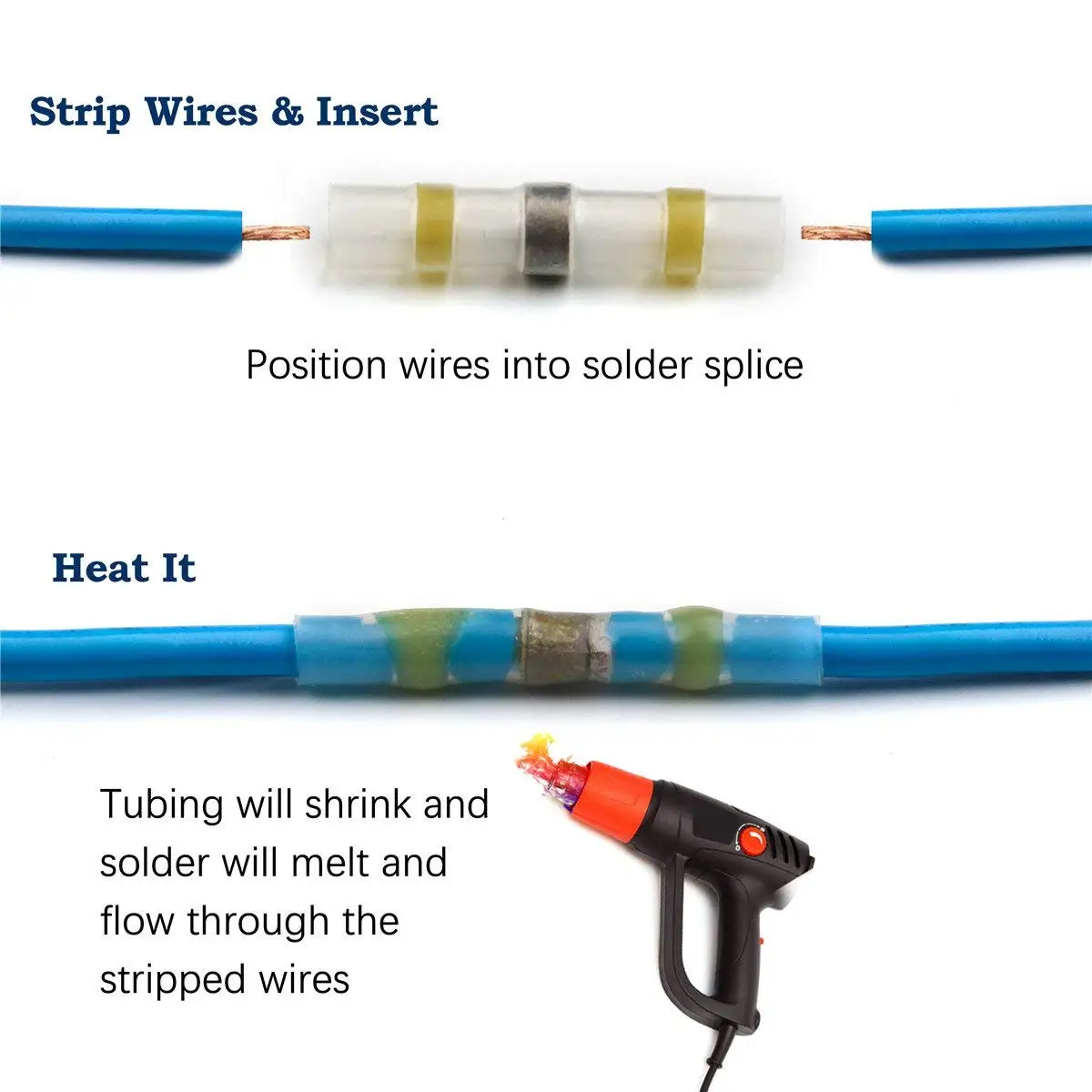Details about   HFS 100 PCS Solder Seal Wire Connectors Heat Shrink Butt Connectors R 