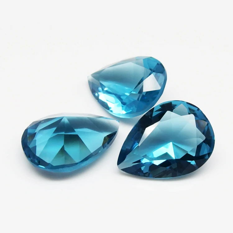 

Factory price london blue color pear shape glass gems stone