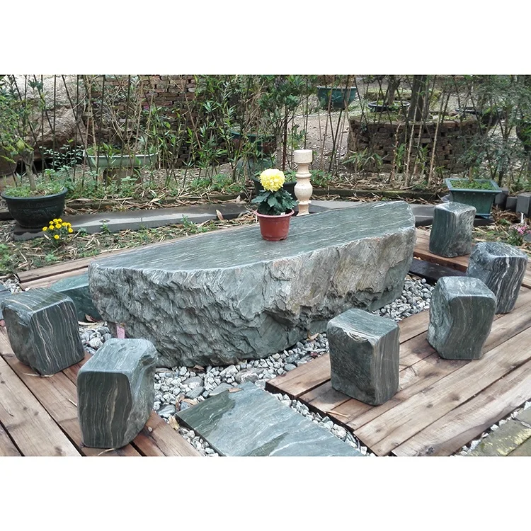 Hot Sale Customized Design Garden Outdoor Natural Stone Rock Tables And