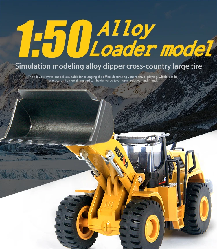 TongLi toy 1/50  Huina 1714 diecast model alloy truck car wheel loader professional engineering construction model vehicle