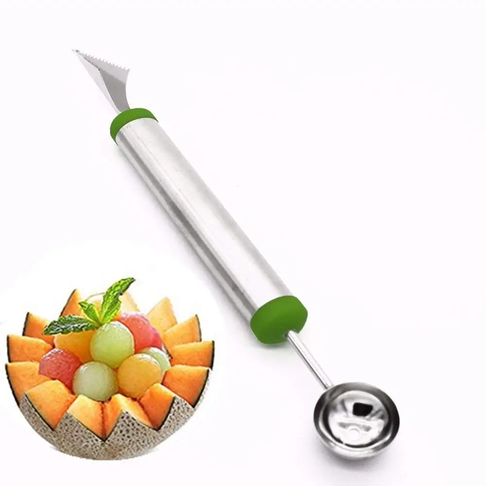 Stainless Steel Melon Baller Fruit Carving Knife Double Side Melon Scoop Vegetable Carving Tool