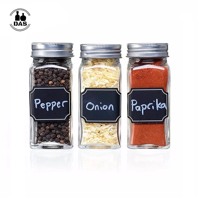 

Square Glass Spice Containers 4oz Spice Jars Bottles Square 4 oz Cruet Glass Spice Jars with Shaker Tops Lids