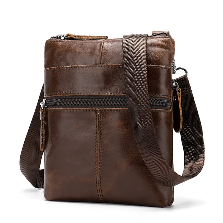 

Drop Shipping Amazon Hot Selling Messenger Bag For Men Shoulder Chest With Cowhide Leather 2222, Coffee