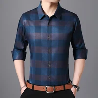 

Hot sale england grid plus size loose man casual style man blouse shirt