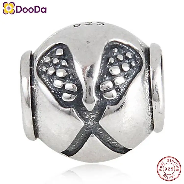 

Dooda Jewelry Lacrosse Charm Authentic Antique 925 Sterling Silver Bead for 2018 European Sport Series Bracelet