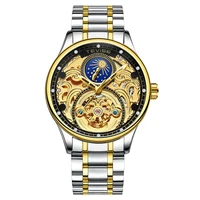 

TEVISE fashion moon phase Tourbillon automatic mens luxury watch with stainless steel strap