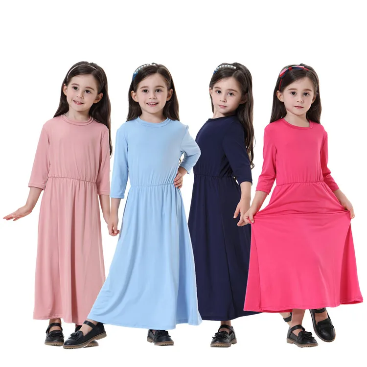 

Muslim Southeast Asian kids long skirts dresses for muslim girls, Multi colors
