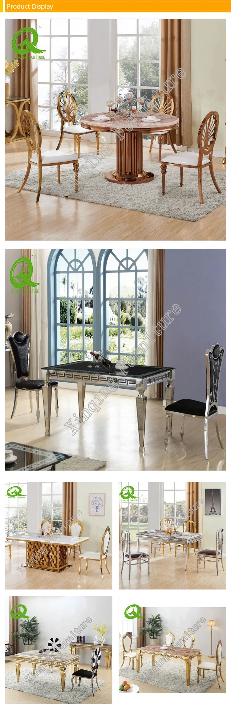 Wholesale Modern Luxury Glass Dining Table Sets Rectangle Dining Table
