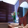 Round Blue Float Glass Silver Mirror