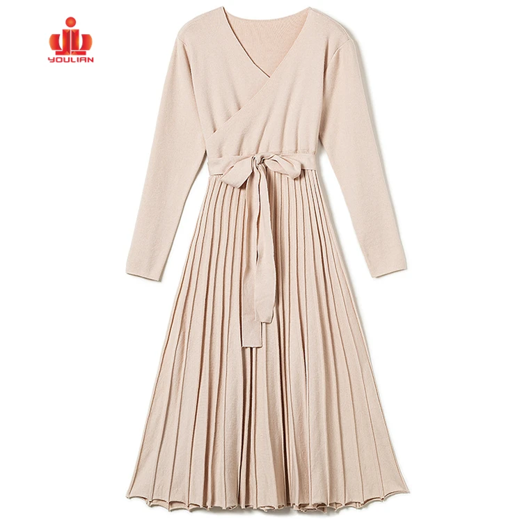 

Street Fashion Knitting Long Sleeve Dress Women Sweater Gown, Customized color