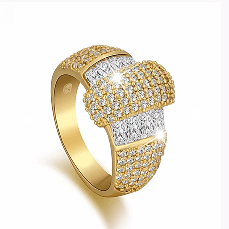 

VANFI fashion latest gold jewelry design charms women wedding ring copper gold plated, 18k gold color