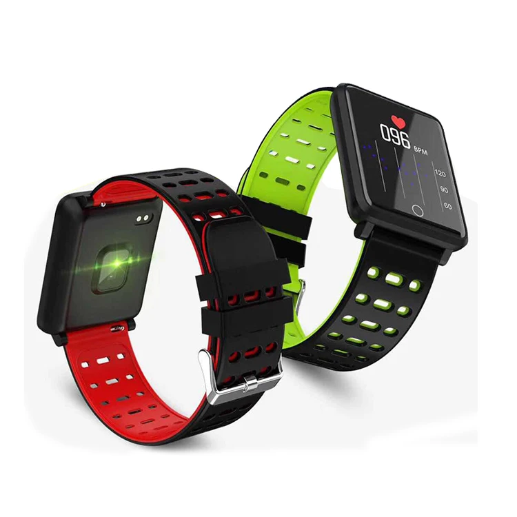 

Manufacturer F21 big color screen heart rate blood pressure monitoring message push step counter sports smart bracelet, Black;red;blue;green