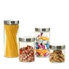 round straight side sealed glass storage canister for tea coffee sugar pasta