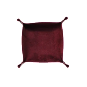 PU Leather Folding Rectangle Dice Dice Holder Tray Purple Velvet for Table Games