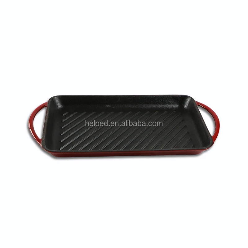 

New style non stick enamel cast iron rectangle grill fryer cooking pan