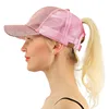 Ponytail Baseball Women Summer Mesh Trucker Hats Messy Bun Sequin Shine Hip Hop Caps