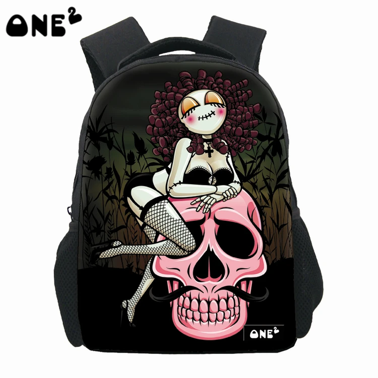 

ONE2 Design black skull school students bag backpack for college children kids, Customized