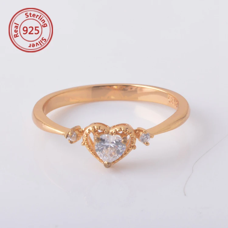 gold ring designs for female 925 silver created diamond ring for girl women