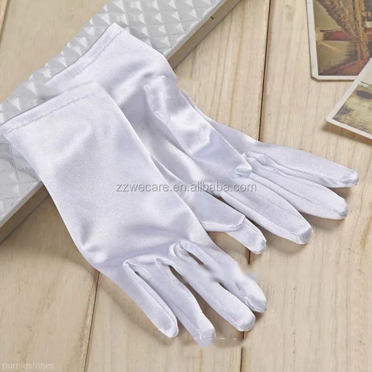 Ladies Fashion White Short Bridal Wrist Length Wedding Hand Gloves