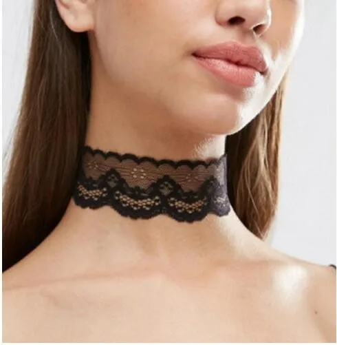 

Black Retro Tattoo Choker Flower Boho Lace Gothic Punk Collar Necklace Pendant