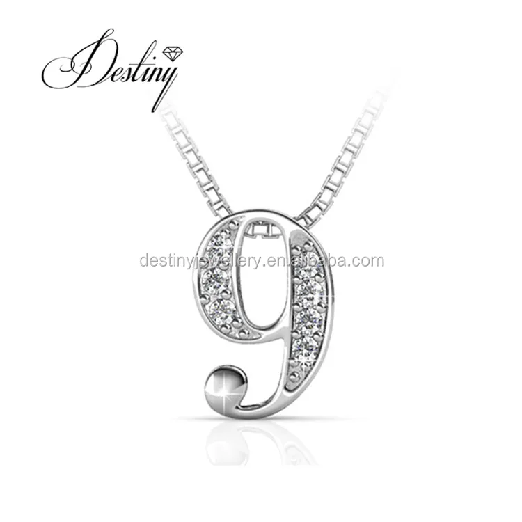 

Destiny Jewellery Fashion number 9 men jewelry hip hop pendant necklace made with High Quality Crystals DP0712-9, White