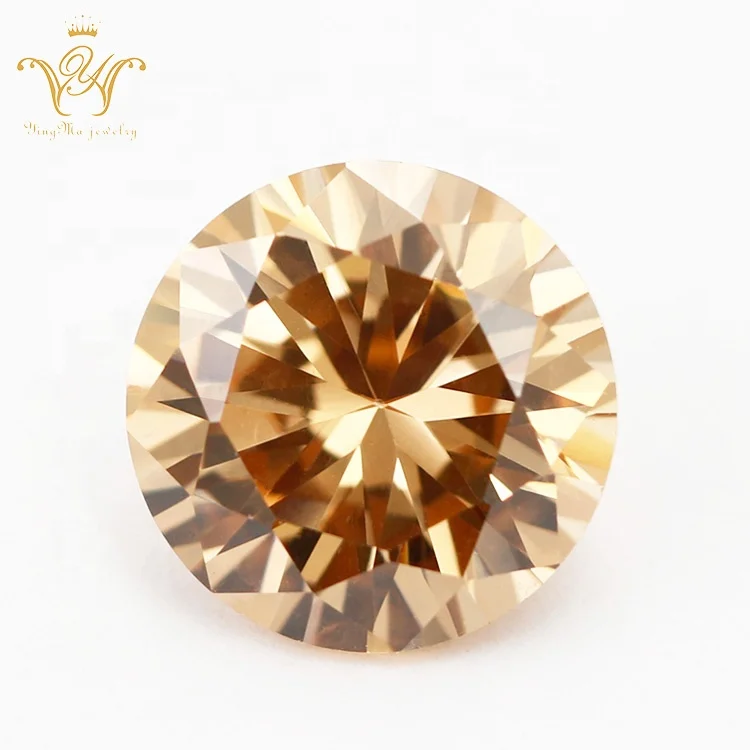 

Diamond Cut Champagne CZ Stone Round Cubic Zirconia Stones