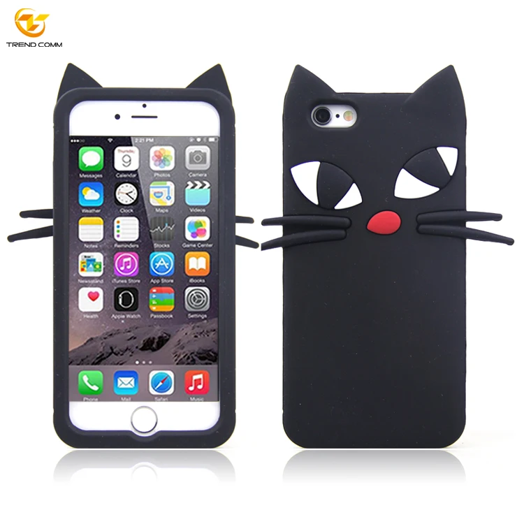 

cartoon 3D cat soft silicone mobile phone case for iphone 6 6s, Black