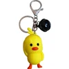 2019 Popular web celebrity emoticon dance rubber duck promotional personalized keychain duck custom plastic keychain maker