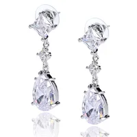 

Sparkle CZ Cubic Zirconia Teardrop Earrings Luxury Bridal Jewelry Drop Dangle Wedding Earrings
