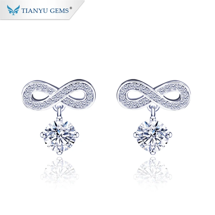 

tianyu jewelry China manufacturer bowknot 925 silver gold plated moissanite earring settings