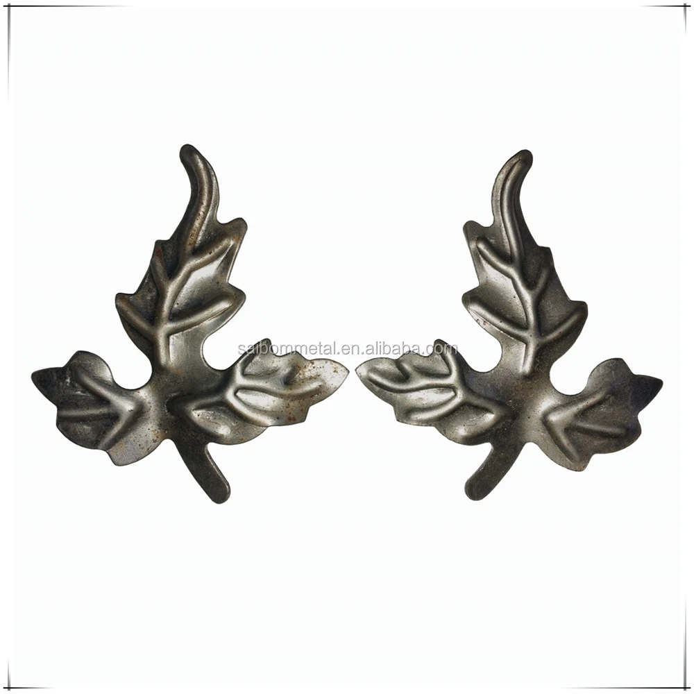 
wrought iron stamped iron flowers and leaves 