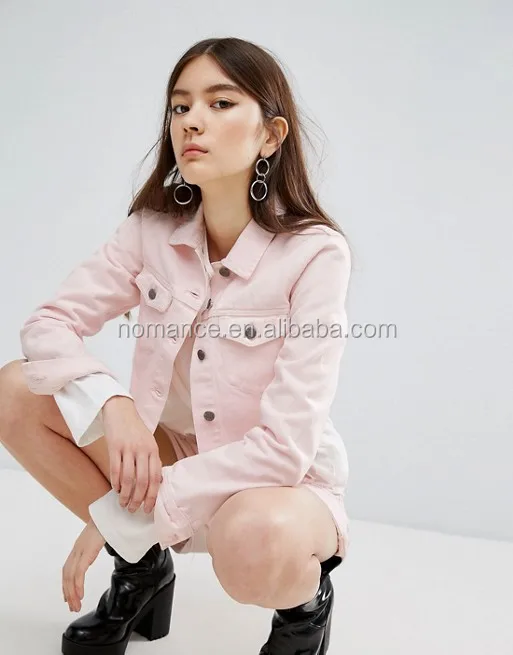 short pink denim jacket