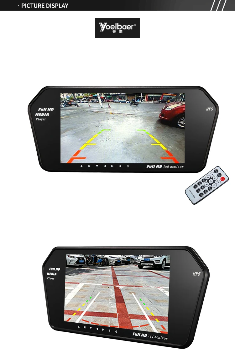 16:9 Screen Type DC 9-35V 7 Inch Car Mirror Monitor Car Rearview Monitor