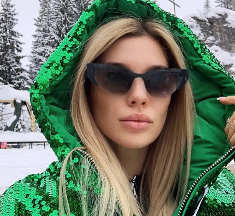 

Women's Sunglasses Half Frame Cats Eye Wears Poly Carbonate Clear Uv400 Plastic