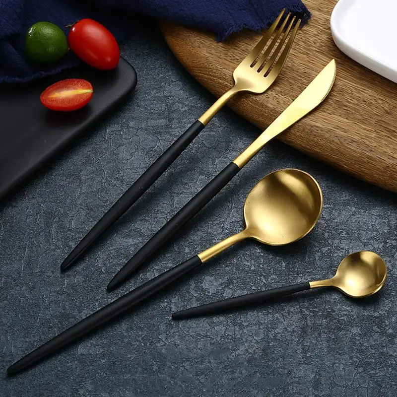 

304 Food Grade Gold Plated Flatware Portugal Stainless Steel Cutlery Set