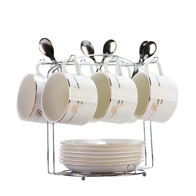 

European pure white bone china exquisite coffee cup set gift promotion can be customized
