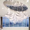 Engineering european style flowing feather shape glass crystal big led chandelier droplight
