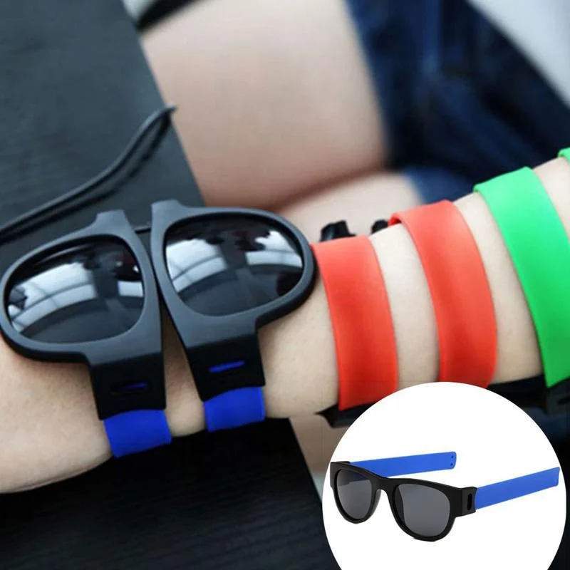 

Frog Mirror Wrist Folding Sunglasses Circle Round Sunglasses Polarized For Men and Women Bracelet Outdoor Fold Sun Glasses