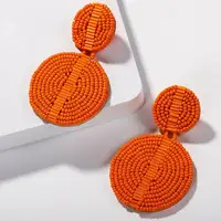 

Barlaycs 2019 Fashion Statement Bohemian Handmade Heart Mens Seed Beaded Dangle Earrings for Women Jewelry
