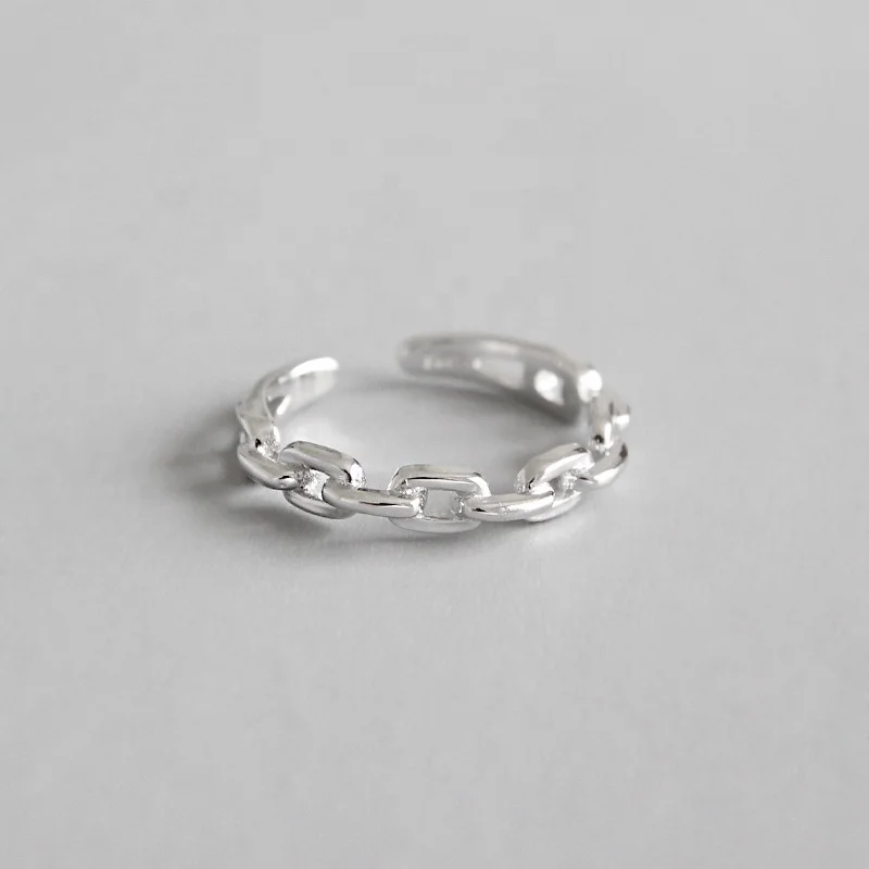 

Simple Ladies chain design open thin ring 925 silver sterling